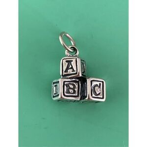 .925 Building Blocks Sterling Silver Jewelry Charm #ABC